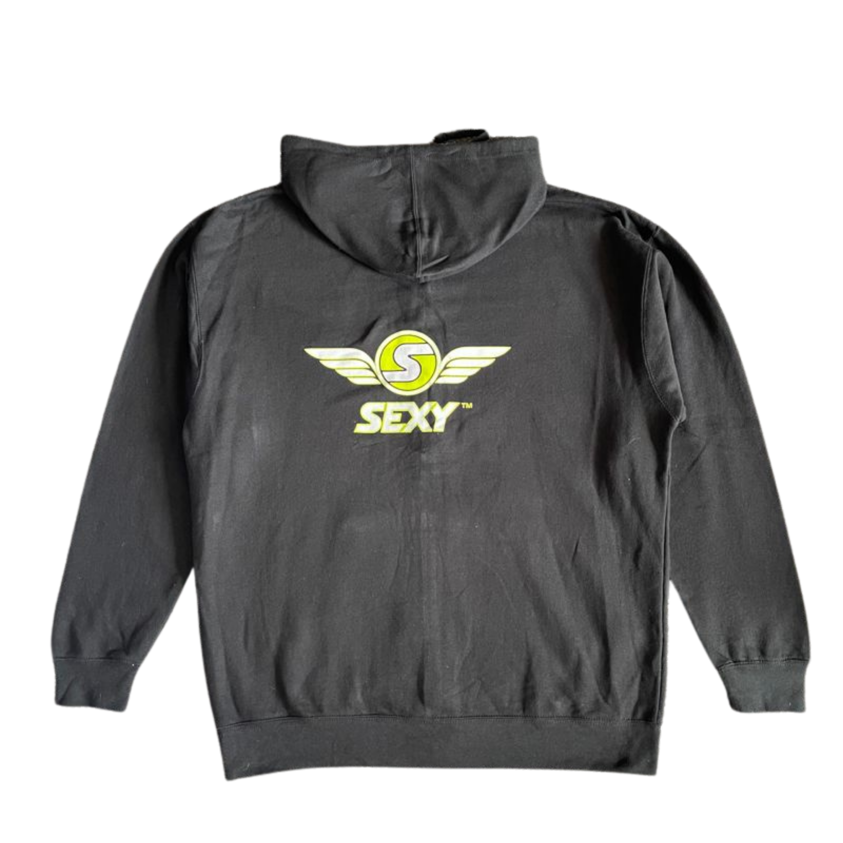 Men's Black SEXY Wings #Throwback Zip-Up Hoodie with White & Yellow Design
