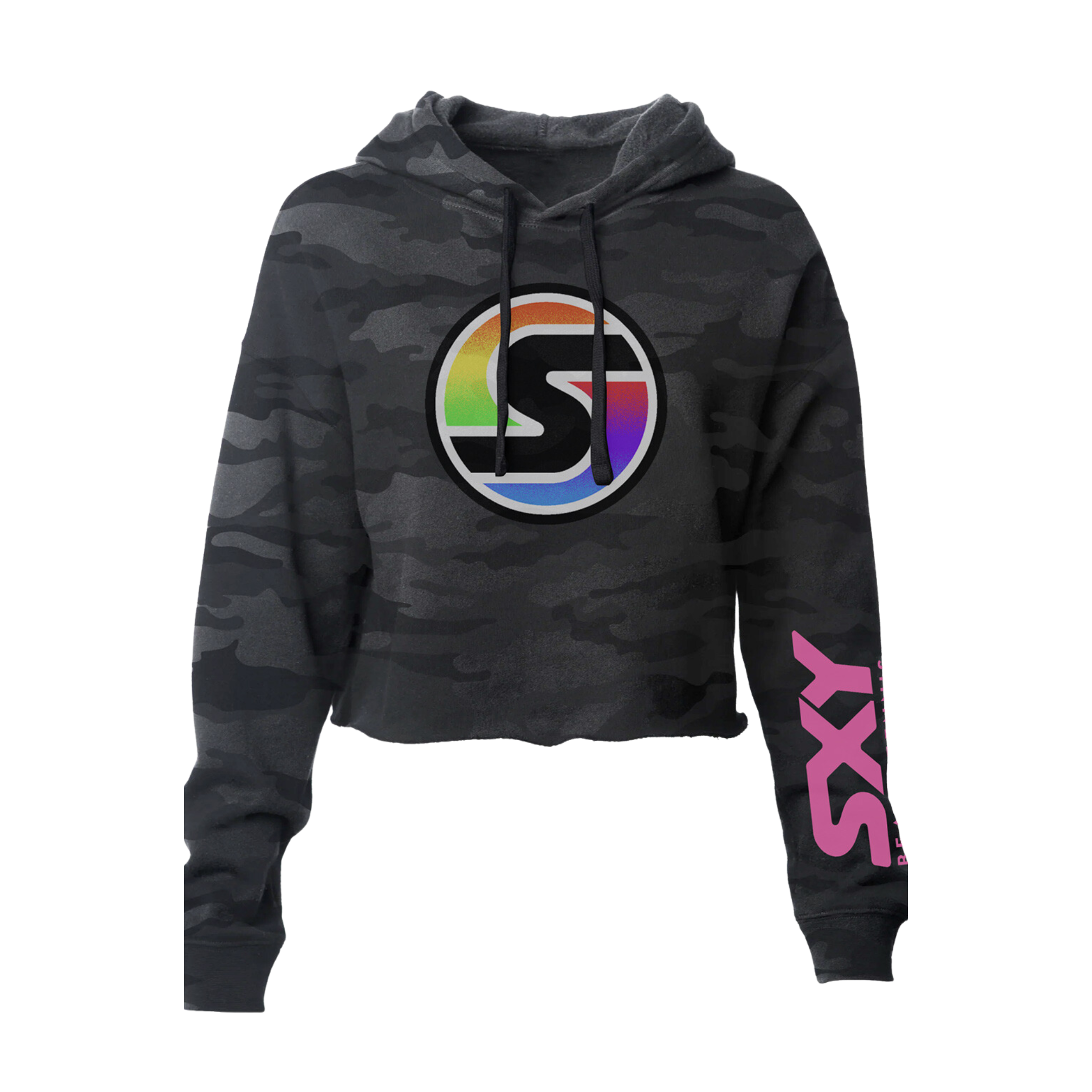 'S' Logo Cropped Fleece Hoodie
