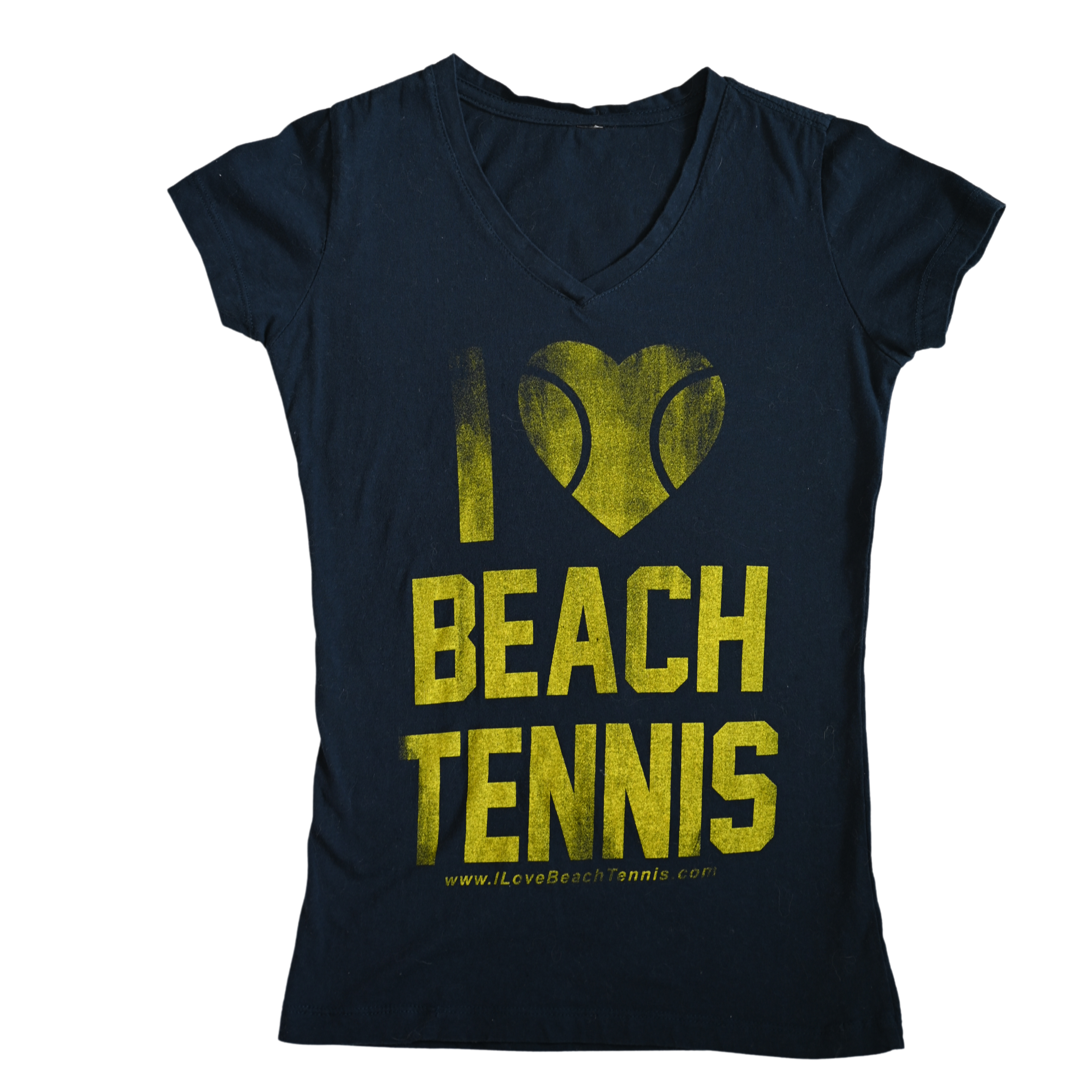 Women's I ❤️ Beach Tennis V-Neck in Distressed Navy