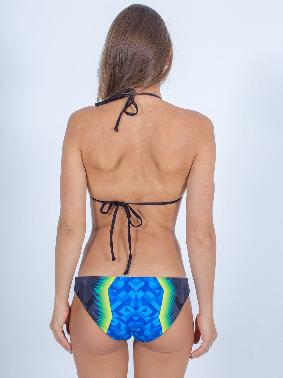 Classic Triangle Swim Top in Green Vibrations