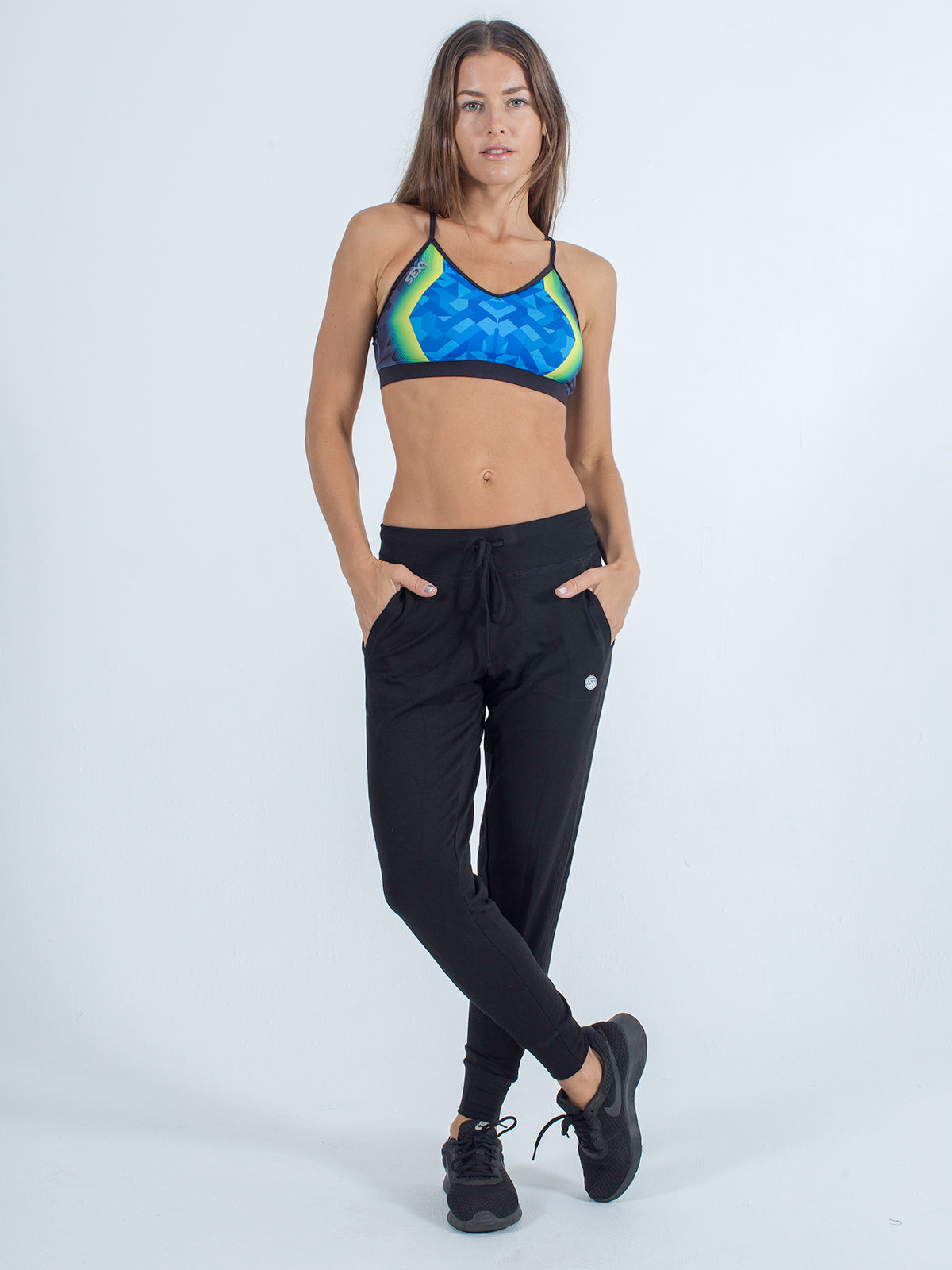 Gym-to-Swim Racerback Sport Top in Green Vibrations